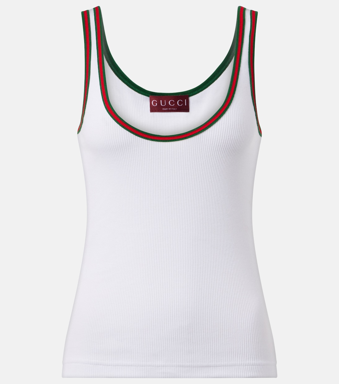 Майка из хлопка в рубчик Gucci, White/Mix