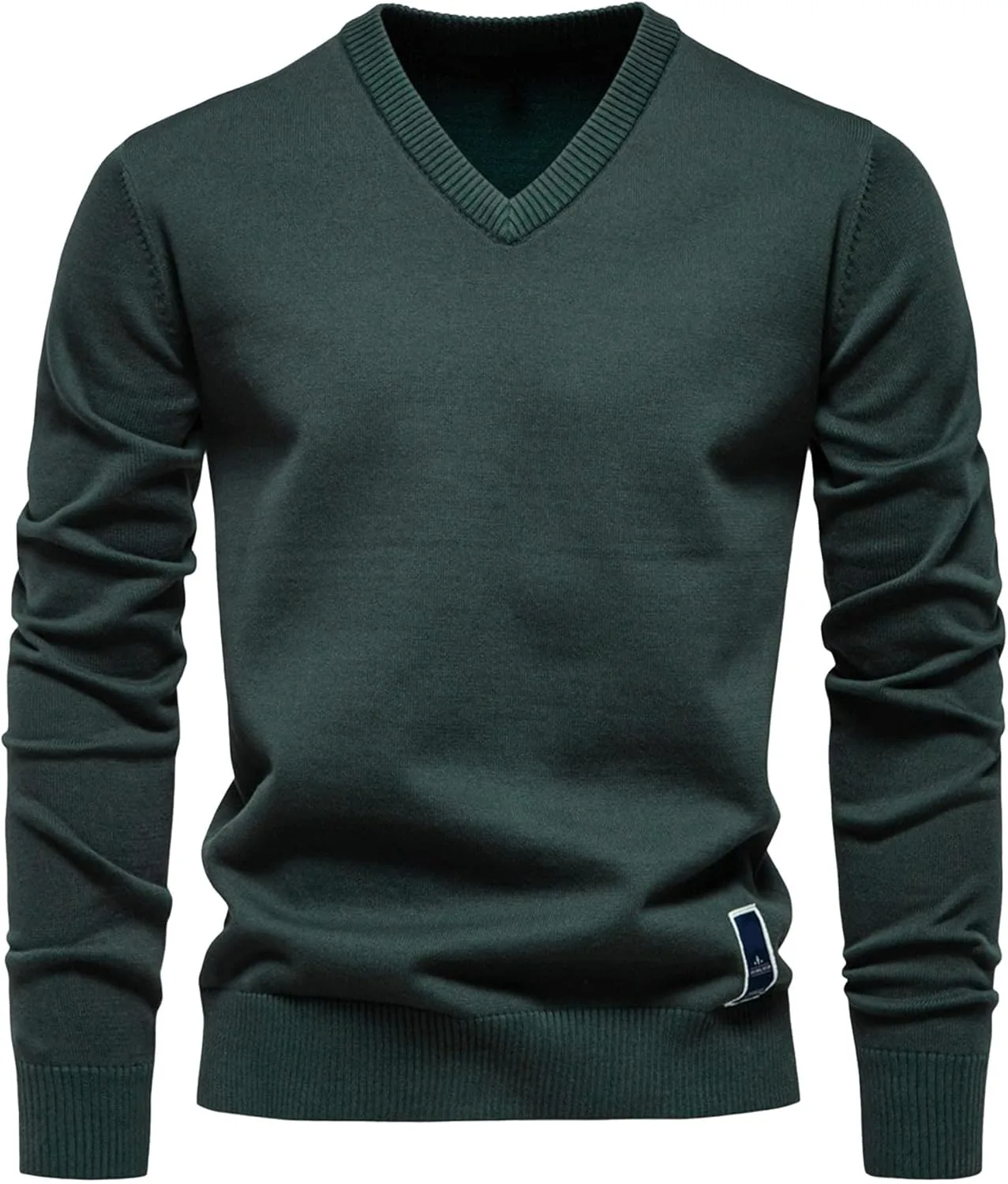 Мужской черный свитер с V-образным вырезом Slim Fit — фото 2