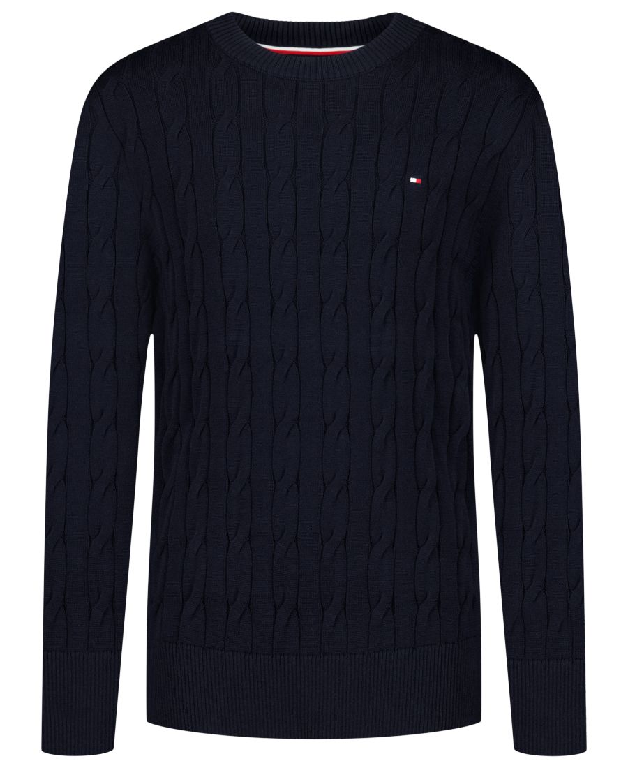 

Детский свитер с круглым вырезом и узором "Кабель" для мальчиков 8-20 лет Tommy Hilfiger, Navy