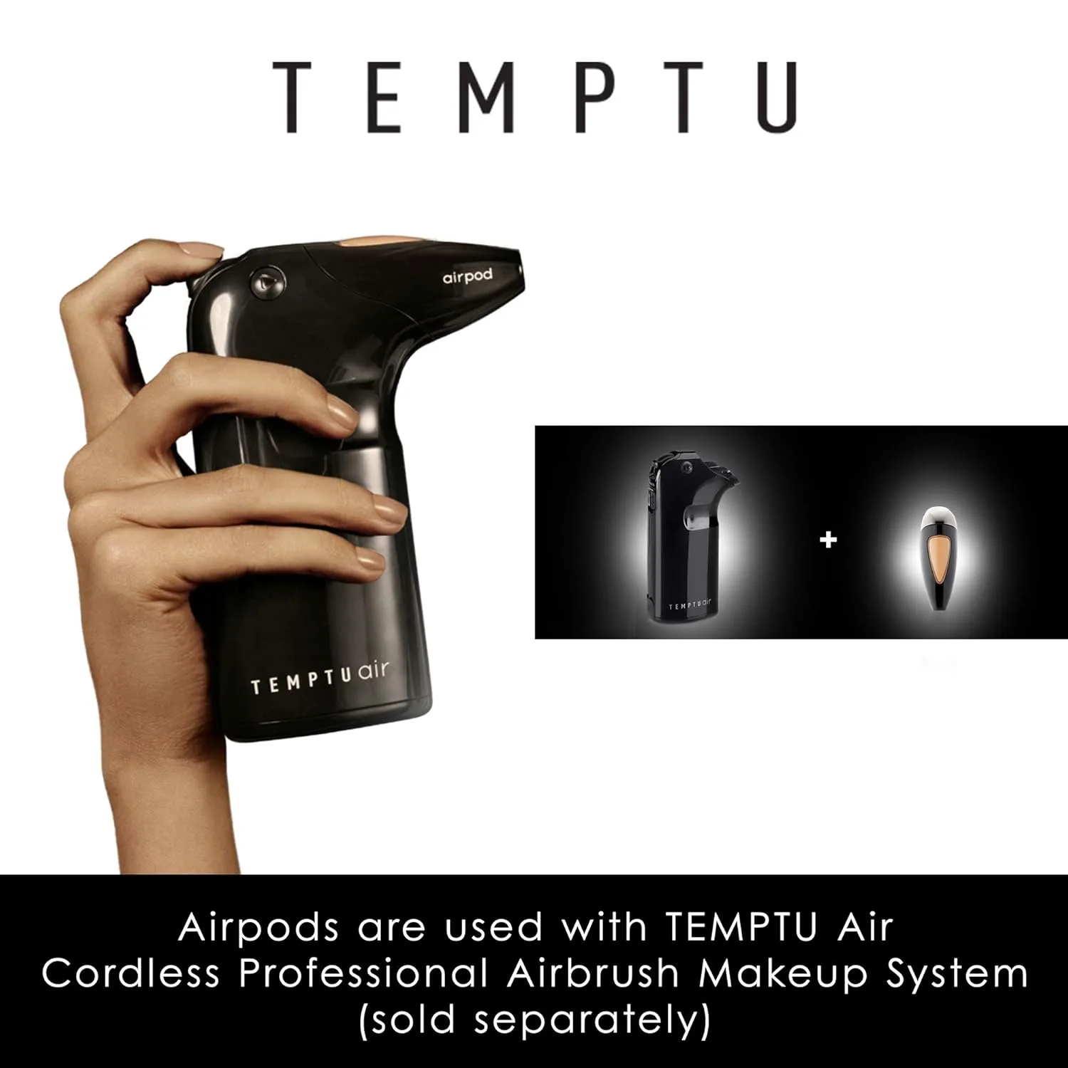 TEMPTU SilkSphere Airbrush Foundation Airpod: Стойкий макияж, среднее и плотное покрытие | Формула 4-в-1: тональный крем, праймер, консилер и корректор | Влажный, мягкий финиш | 18 оттенков, 8N/W Honey — фото 2
