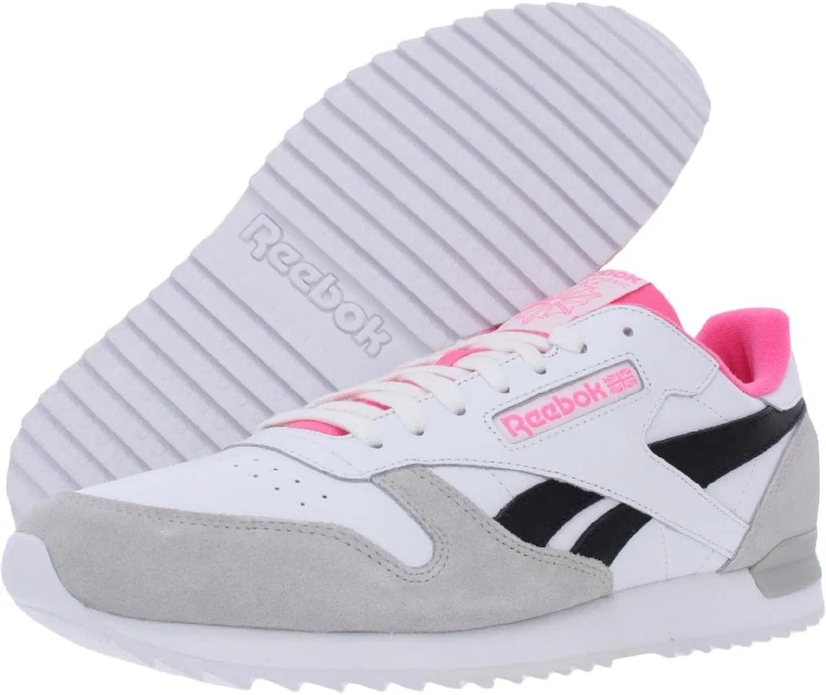 Кроссовки Reebok Unisex-Adult Cl Leather Ripple Clip Su, White Skull Grey Solar Pi — фото 2