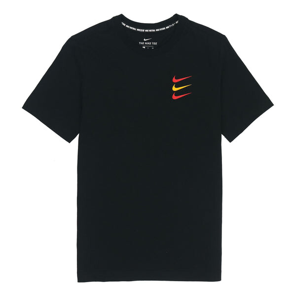 

Футболка men's contrasting colors logo sports round neck short sleeve black t-shirt Nike, черный