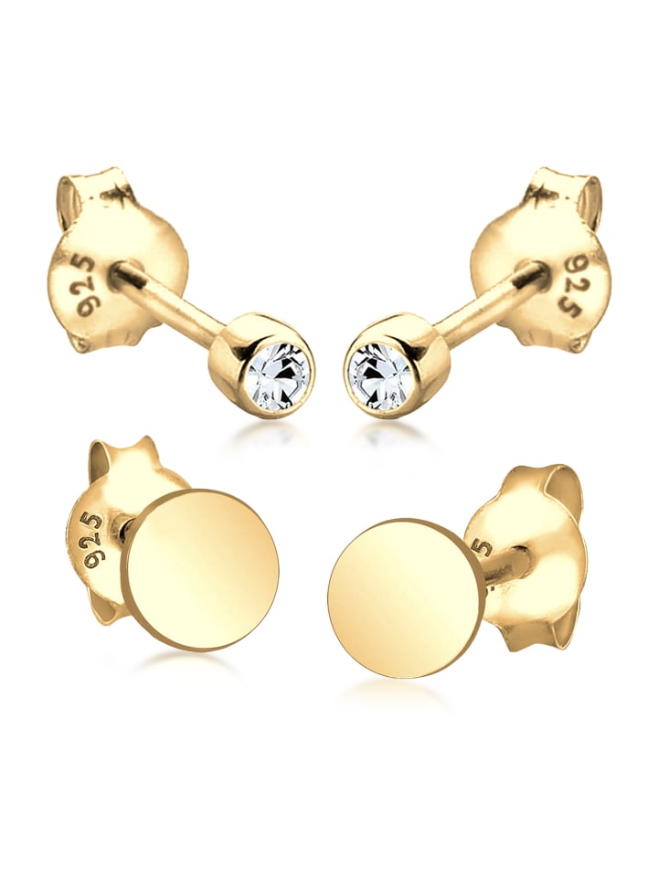 

Elli Серьги из серебра 925 пробы в форме диска, покрытые золотом