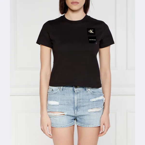 

Укороченная детская футболка Calvin Klein, черный