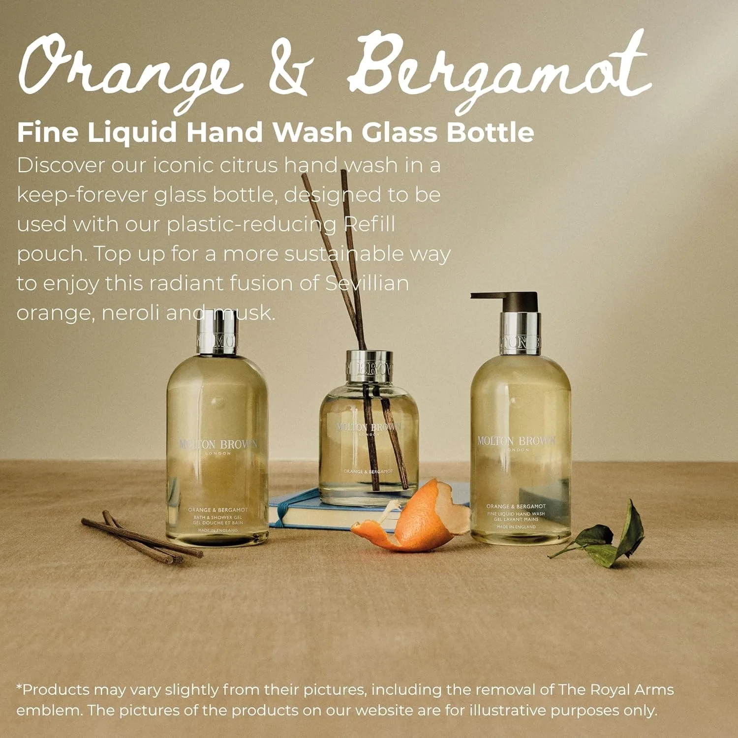 Жидкое мыло для рук Molton Brown Orange & Bergamot Fine Liquid Hand Wash в стеклянной бутылке - Роскошное мыло для рук, 6,76 жидких унций., Clear — фото 2