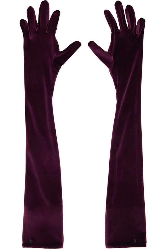 

Вельветовые перчатки Mugler, цвет burgundy