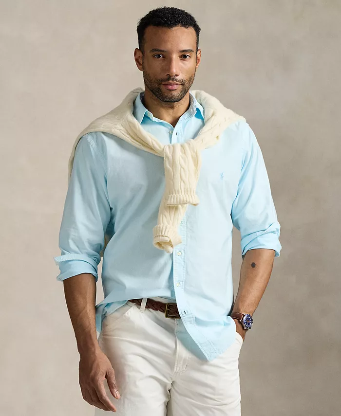 

Мужская рубашка Oxford Big & Tall с минеральной окраской Polo Ralph Lauren, синий