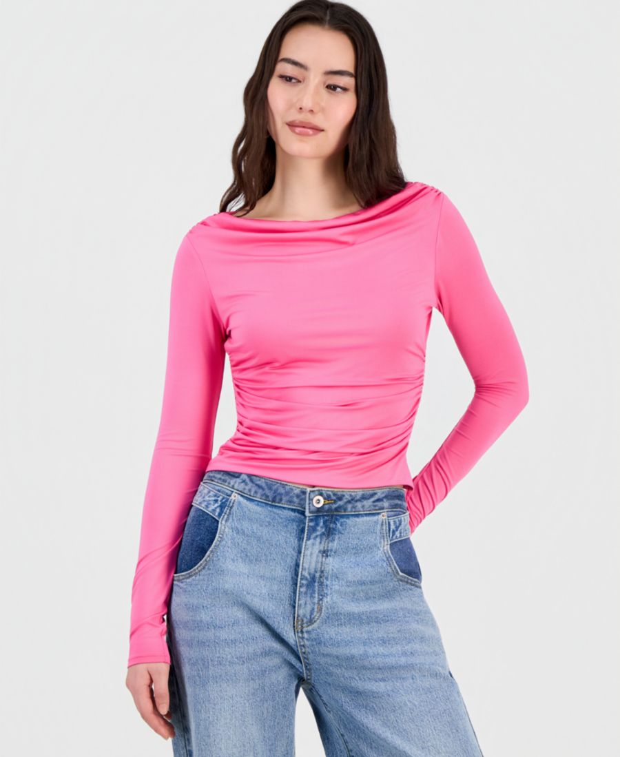 

Женская трикотажная блузка с вырезом-лодочкой Bar III, Pink Dazzle