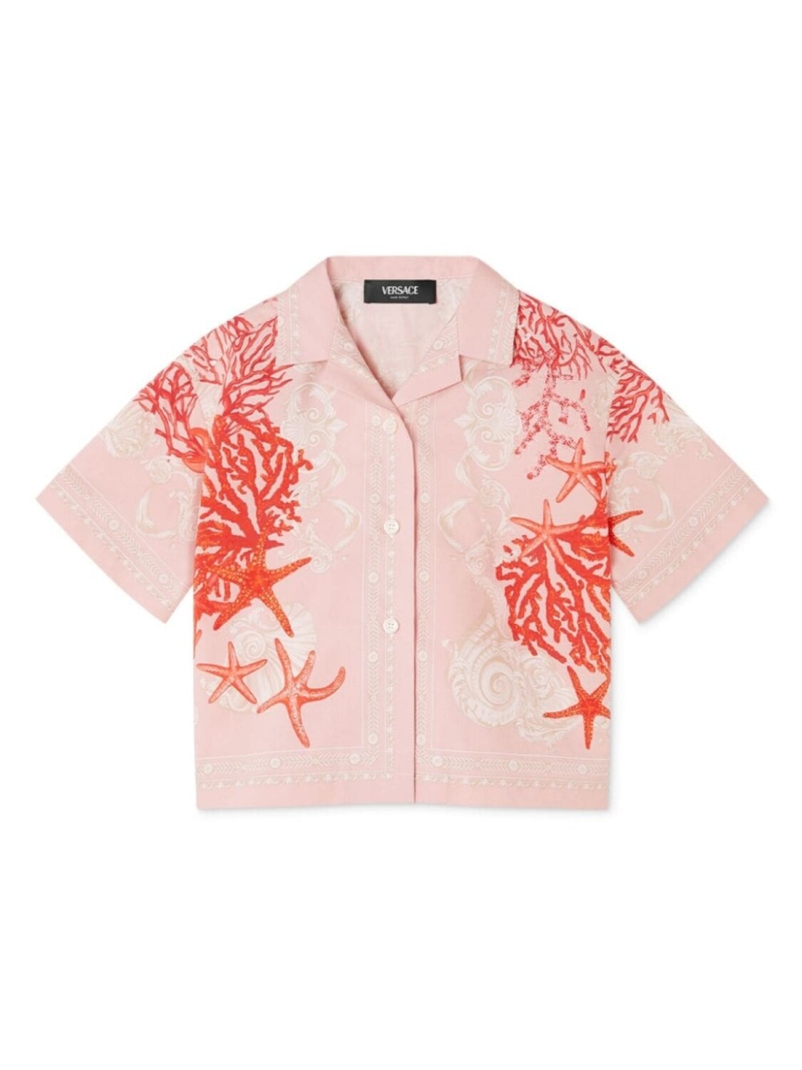 

Рубашка с короткими рукавами и принтом Versace Kids, розовый