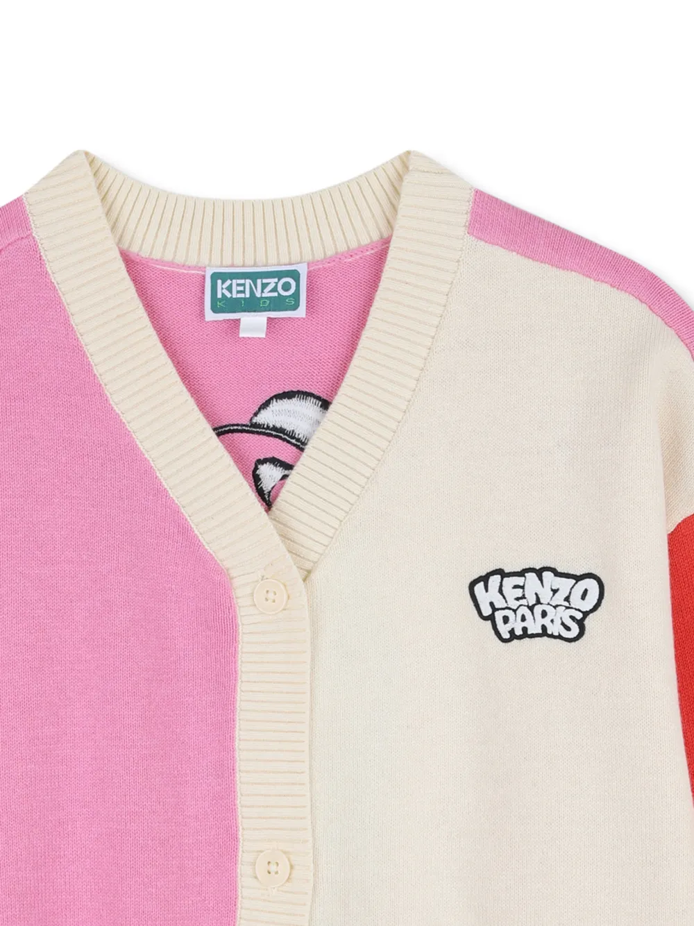 Кардиган в стиле колор-блок Kenzo Kids, розовый — фото 3