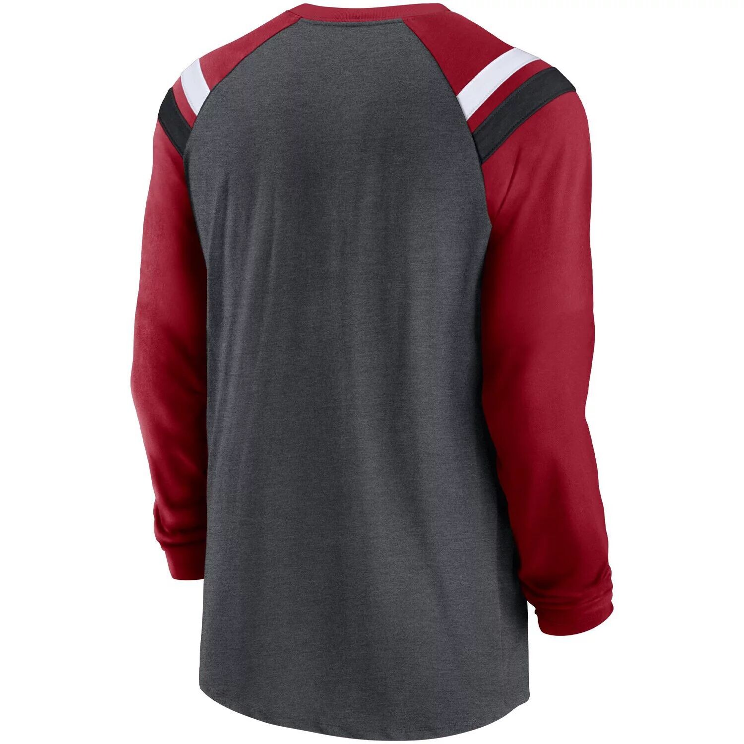 Мужская спортивная футболка с древесным углем/Cardinal Arizona Cardinals Tri-Blend реглан, модная спортивная футболка с длинными рукавами Nike — фото 3