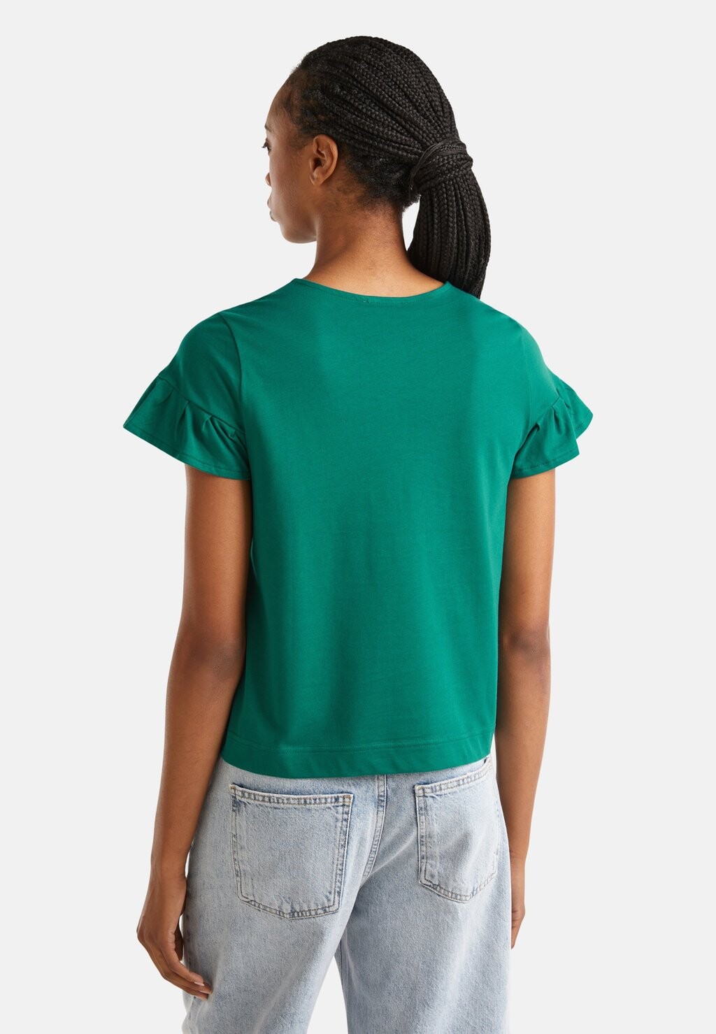 

Футболка с принтом WITH RUFFLED SLEEVES United Colors of Benetton, зеленый
