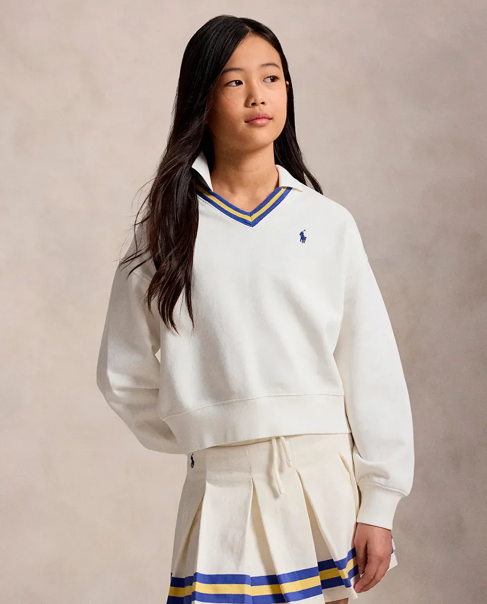 Детская хлопковая толстовка с деталями на воротнике Polo Ralph Lauren, белый — фото 3