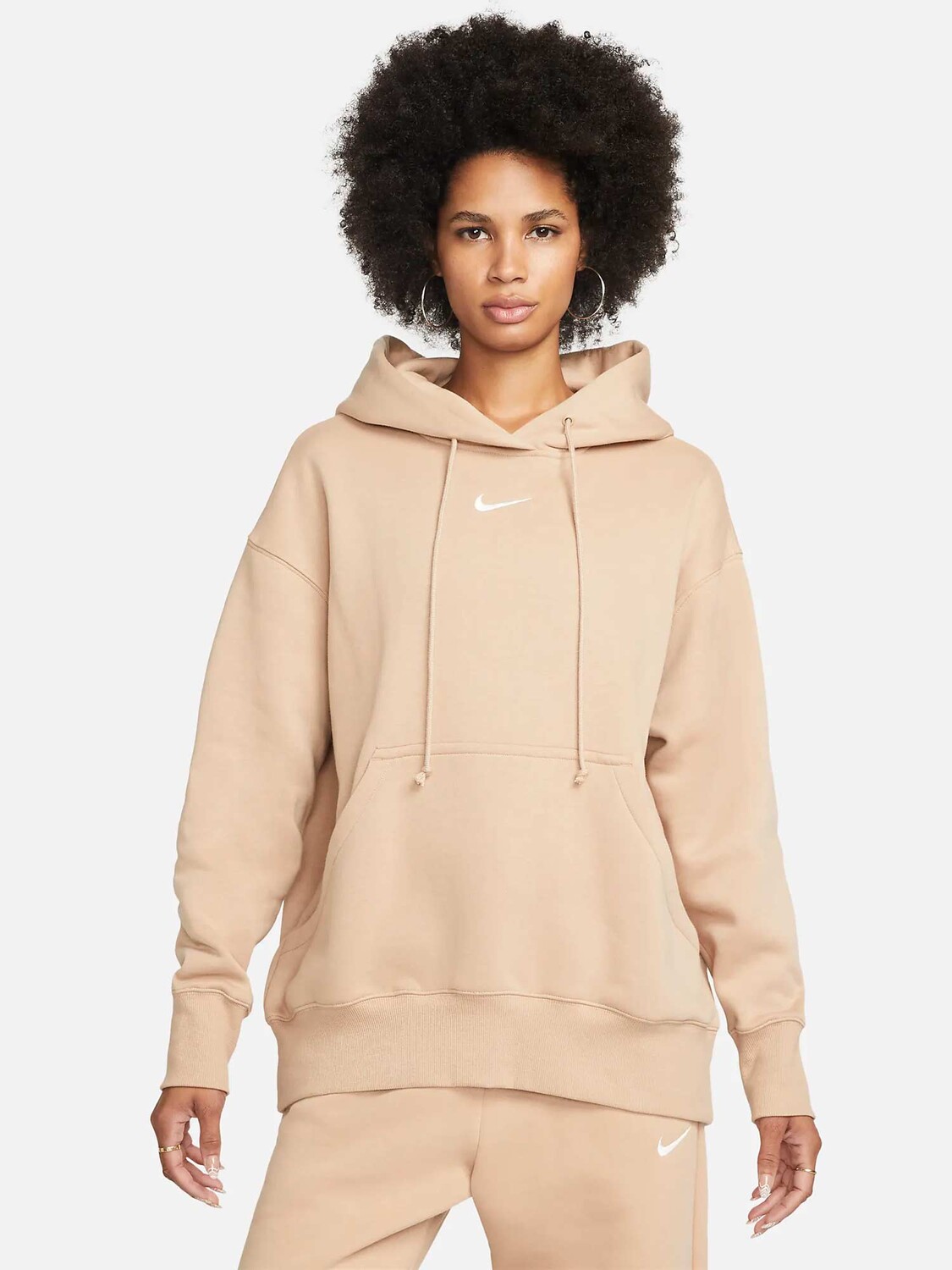 

Толстовка Nike W NSW PHNX FLC OS PO HOODIE, бежевый