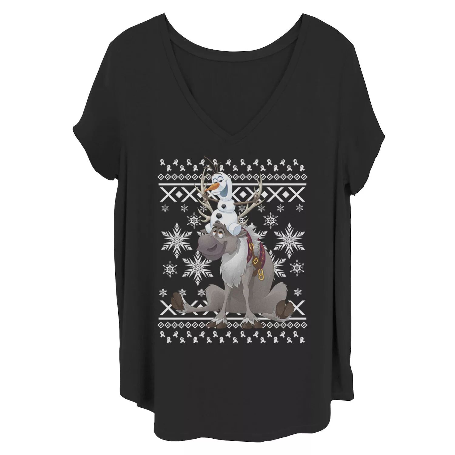 

Футболка-свитер с рогами Juniors Plus Disney Frozen Olaf Sven Riding Antlers Ugly Sweater Licensed Character