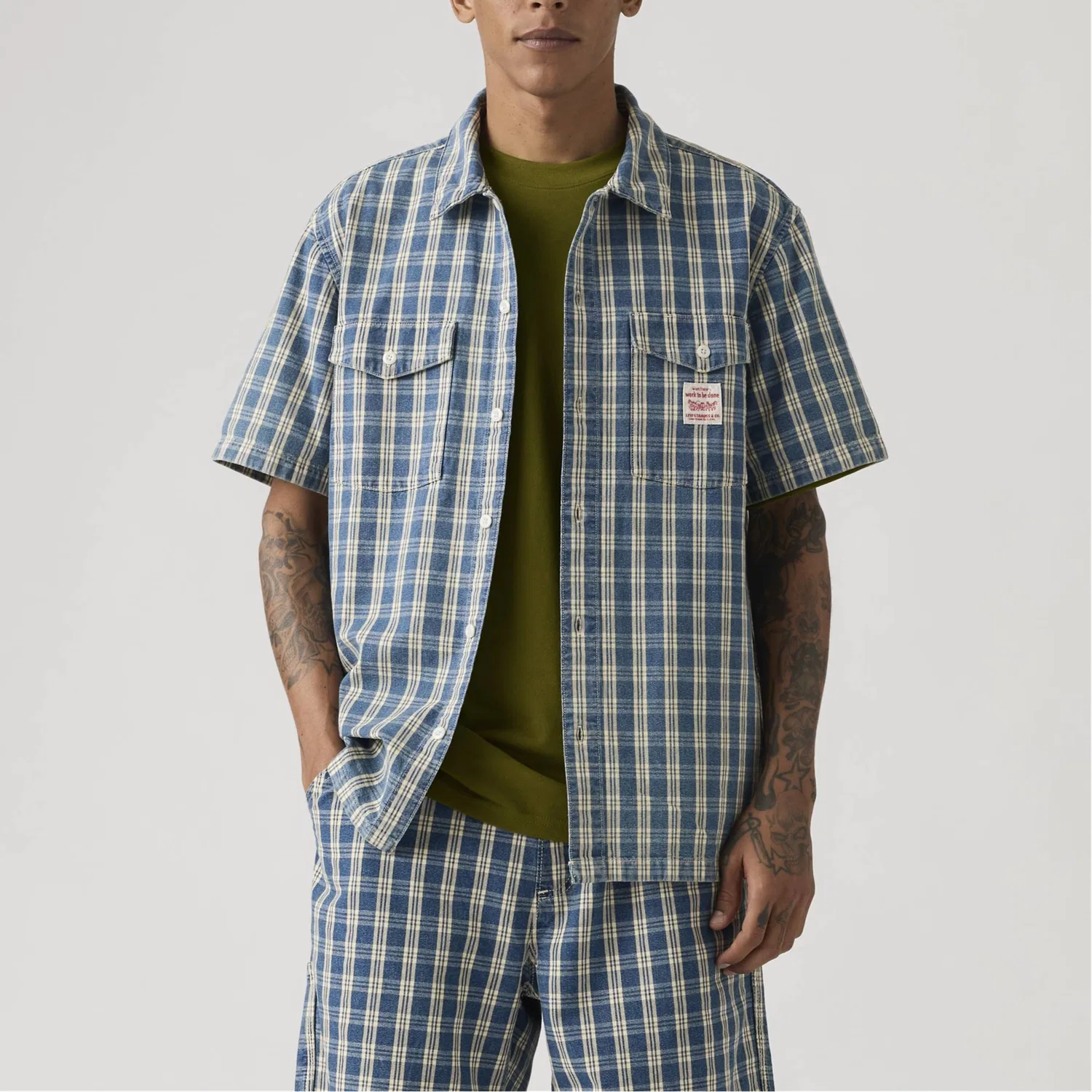 Рубашка мужская синяя Moderate Workwear Levis, Blue — фото 4