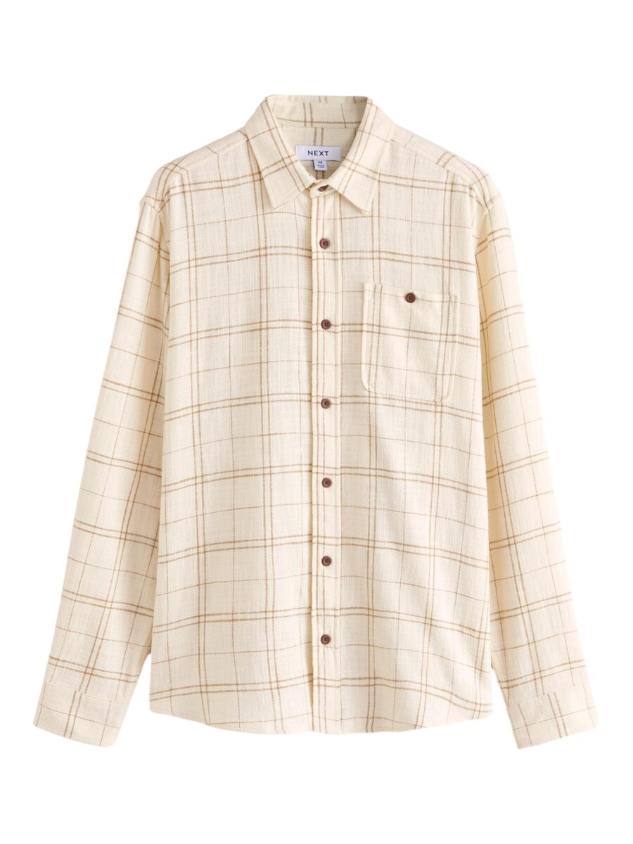 

Клетчатая рубашка Next Regular fit Button Up Shirt, бежевый