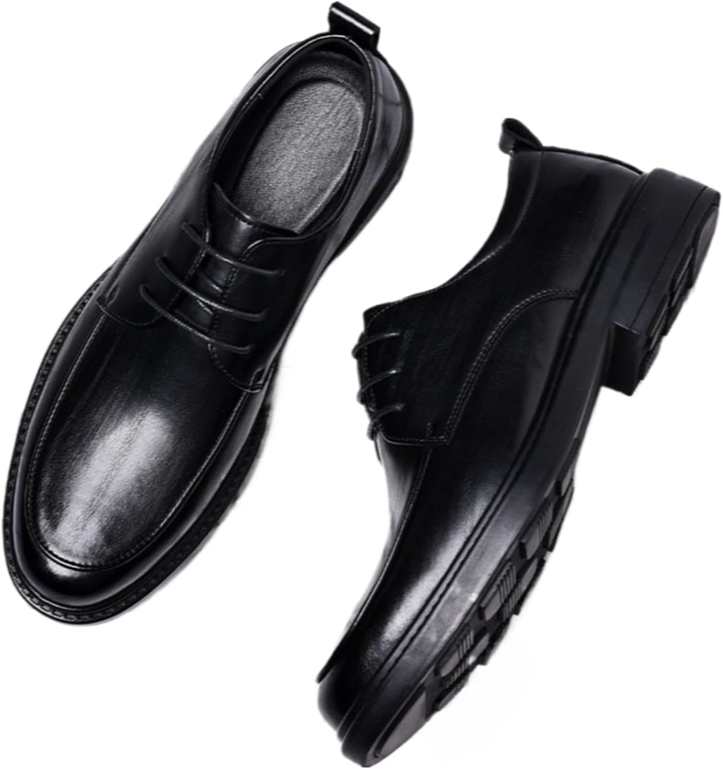 

Мужские деловые туфли-оксфорды на каблуке - невидимый подъем 8 см, толстый устойчивый каблук, противоскользящая резиновая подошва для офисных поездок Azttoztto, черный