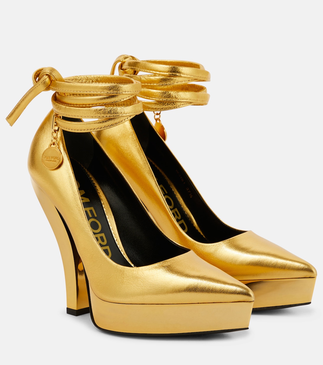 Туфли-лодочки из металлизированной кожи на платформе Tom Ford, золотой