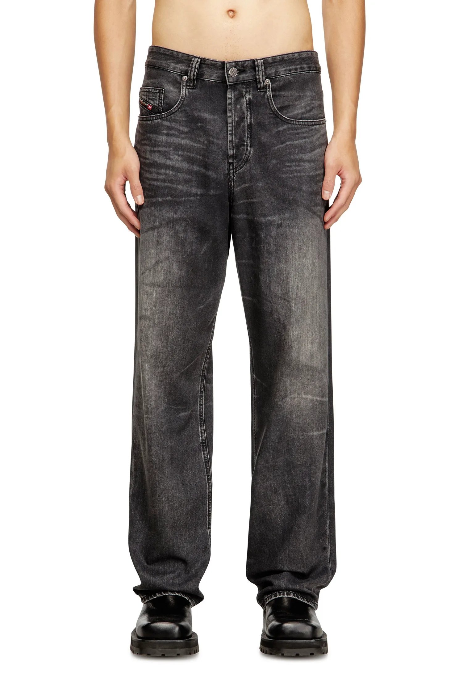Мужские свободные джинсы из денима D-Macro 2001 года. Diesel, black