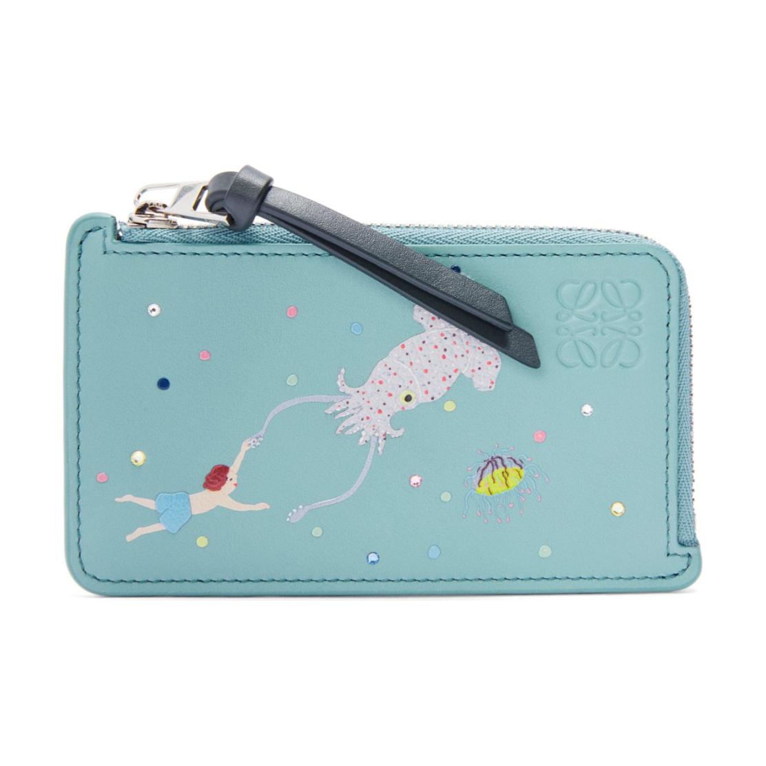 

Кошелек из телячьей кожи наппа, созданный в сотрудничестве с Суной Фудзитой, женский, цвет «вода» Loewe, gift set(basic set+box+shopping bag)