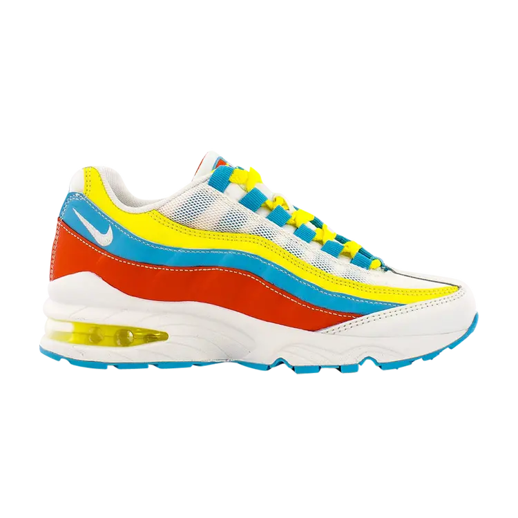 

Кроссовки Nike Air Max 95 GS 'White Blue Fury Opti Yellow', разноцветный