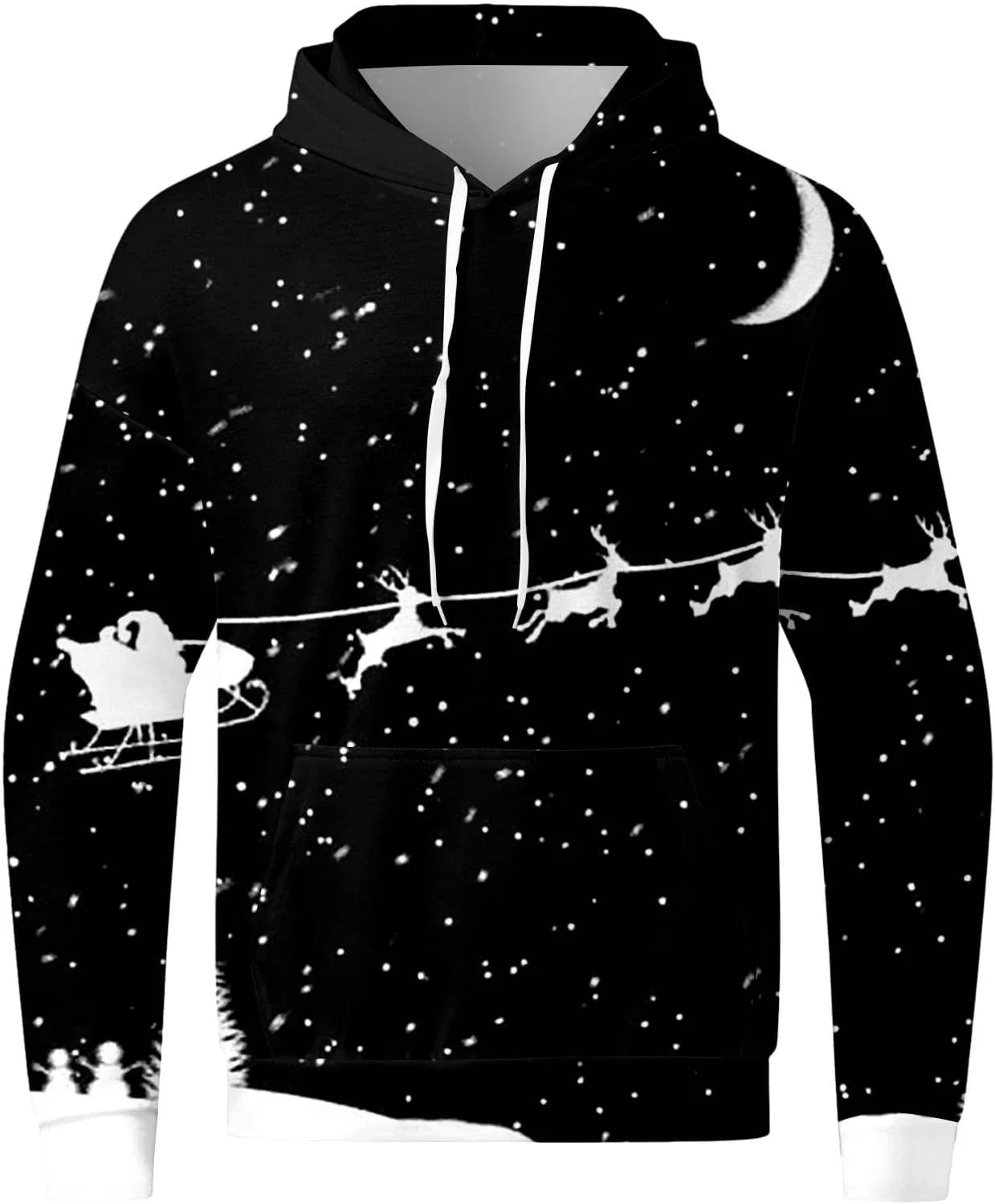 Generic Уродливый рождественский спортивный костюм для мужчин, комплект из двух частей: толстовка с капюшоном и спортивные штаны. Забавный рождественский спортивный костюм, Z08-Black — фото 4