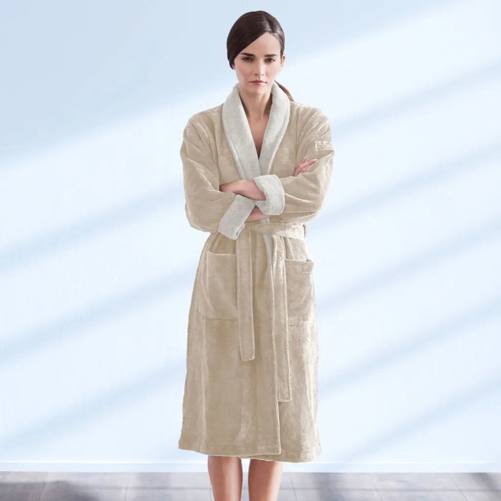 

Банный халат LOOKS от Wolfgang Joop Doubleface, комплект 1 шт., с шалевым воротником, LOOKS by Wolfgang Joop Made in Green Looks By Wolfgang Joop, бежевый