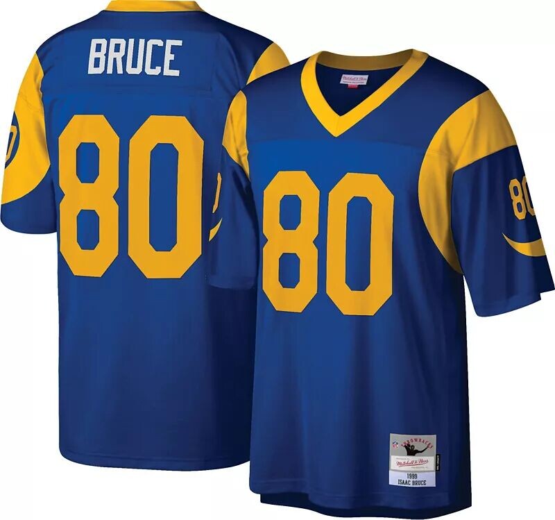 

Мужская домашняя майка Mitchell & Ness St. Louis Rams Isaac Брюс № 80 Royal 1999 г.