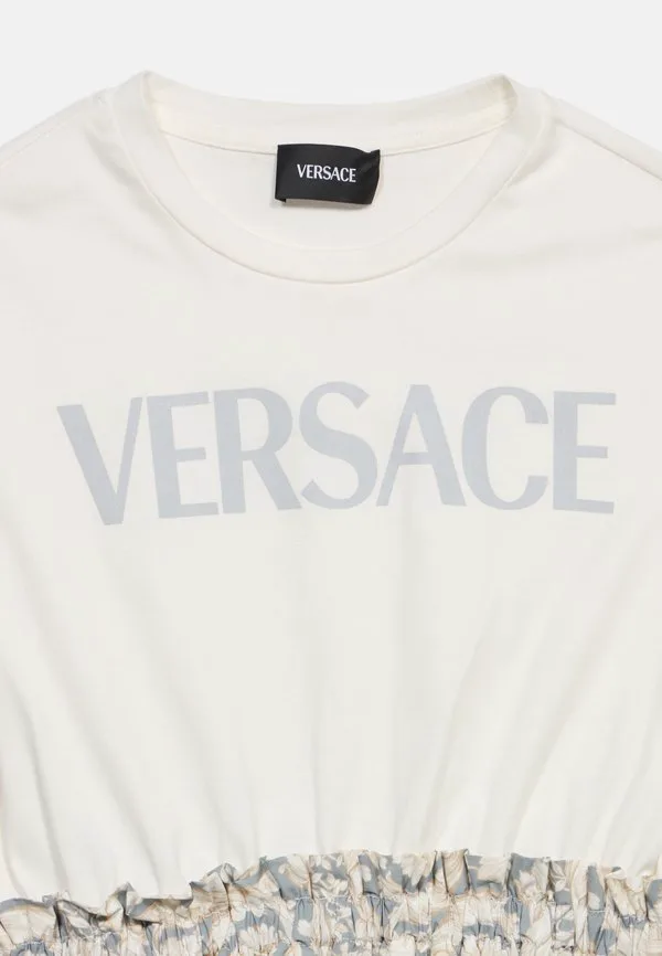 Платье barocco, детское платье с логотипом, трикотажное платье Versace, Bianco/Concrete Bone — фото 4