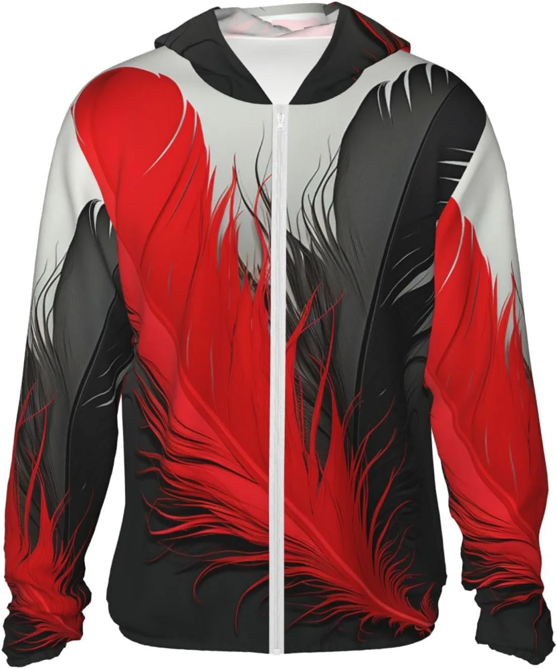 

Мужская толстовка с капюшоном UPF 50+ красного и черного цвета с длинным рукавом SDTYKHJ