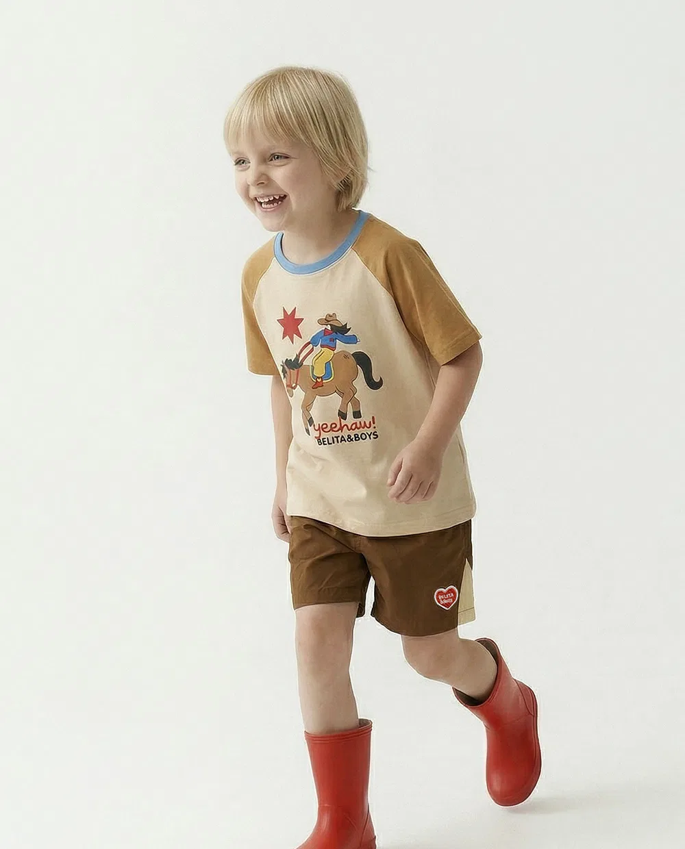 Детские коричневые шорты Bb Heart Triangle Color Block от Belita&Boys