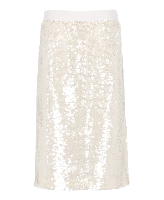 

Юбка цвета слоновой кости, расшитая пайетками, с эластичным поясом. Peserico, бежевый