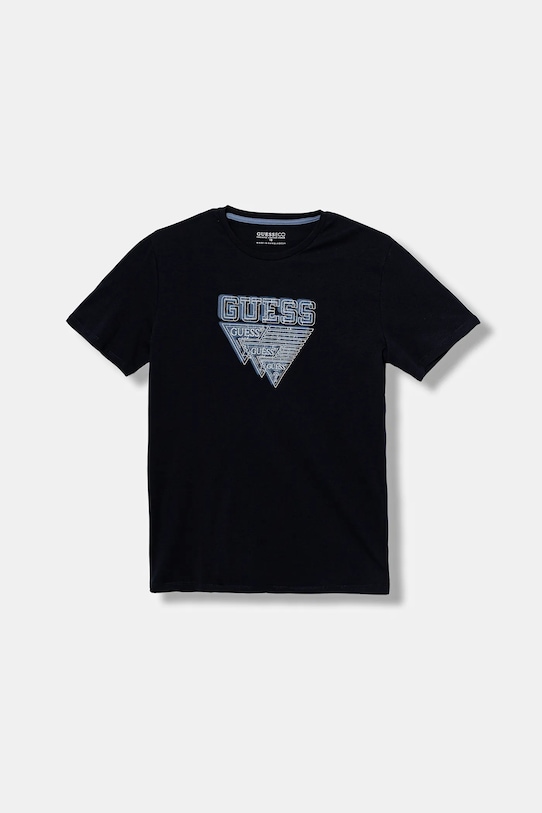 

Детская хлопковая футболка Guess, темно-синий