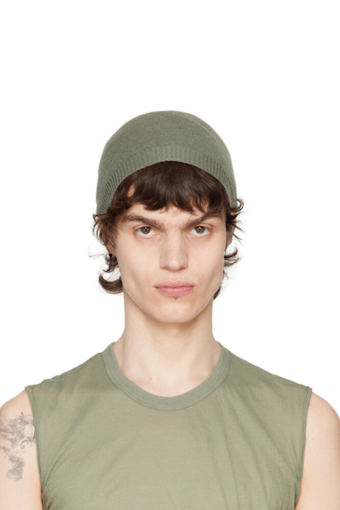 

Зеленая голливудская кашемировая шапка-бини Rick Owens
