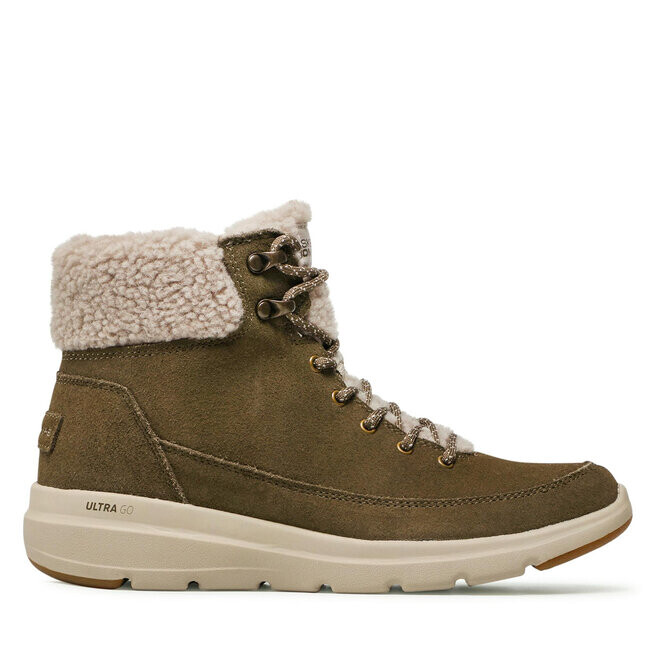 Ботинки женские Skechers GlacialUltra с мехом, зеленый — фото 2