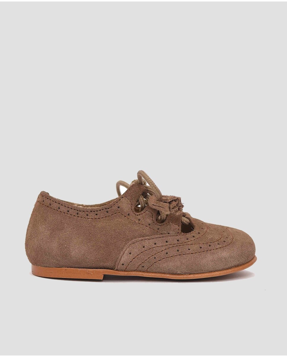 

Детские туфли на шнуровке из коричневой замши с кружевной застежкой Mr. Mac Shoes
