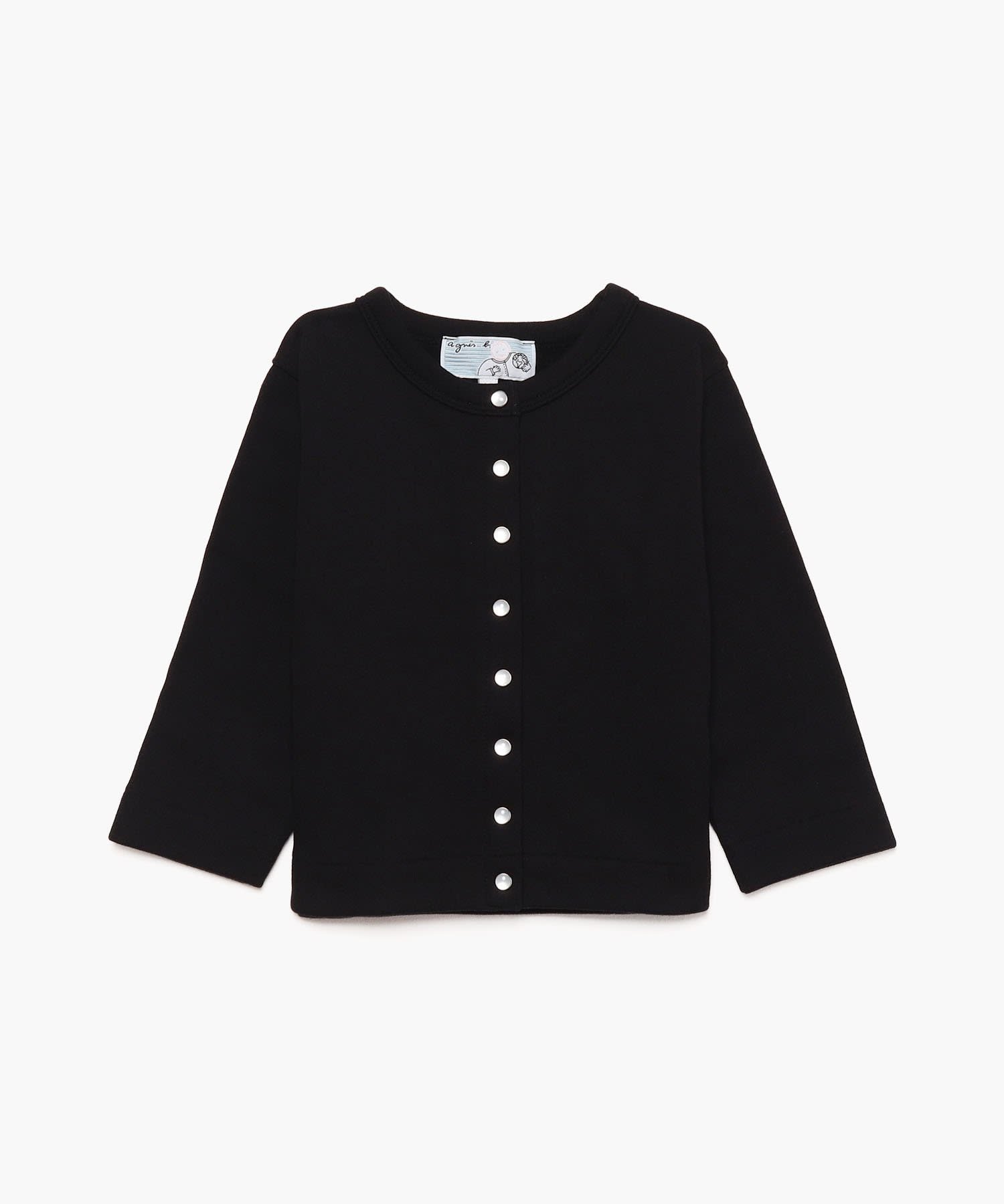 Детский хлопковый кардиган с длинными рукавами из меланжевой ткани Agnes b. ENFANT, Black