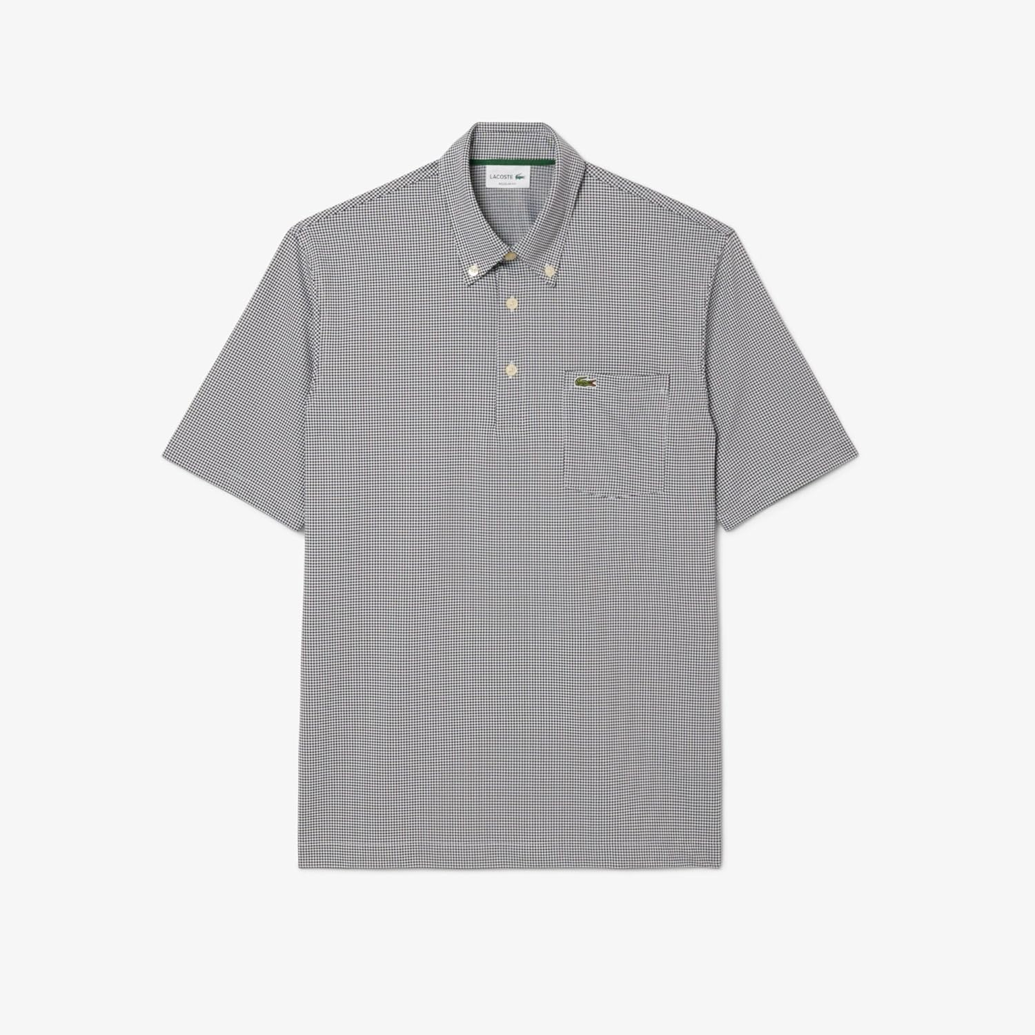 Мужская поло-рубашка Lacoste в мелкую клетку, дезодорирующая, быстросохнущая, с защитой от УФ-излучения, черный — фото 4