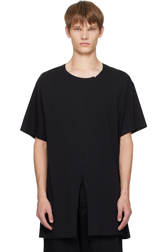 

Футболка с одним разрезом и круглым вырезом Yohji Yamamoto, черный
