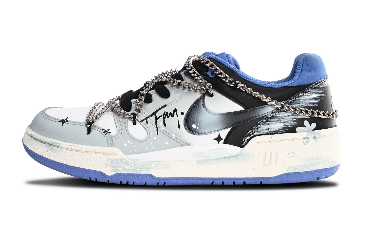 

Кроссовки Nike Full Force Skateboarding Shoes Men Low-top Black/Blue, синий