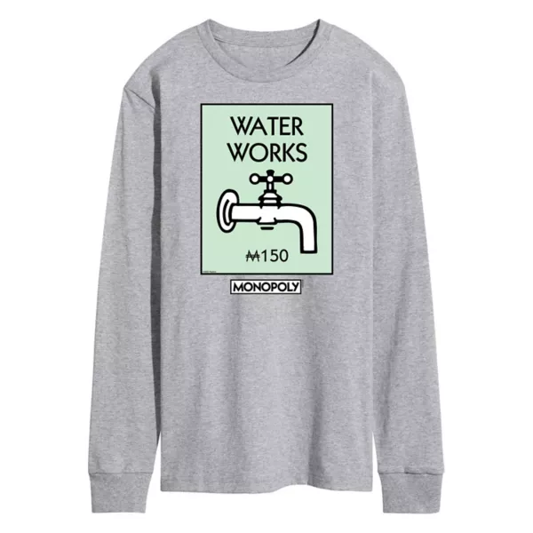 

Мужская футболка с длинным рукавом и принтом «Monopoly Waterworks» Licensed Character, серый