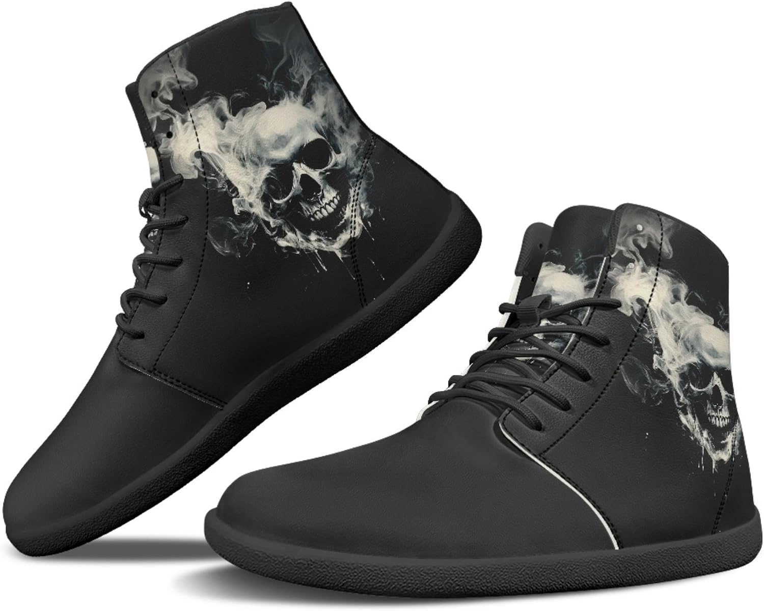 

Высокие кроссовки с черепом для женщин и мужчин, с отделкой из искусственной кожи, с широкой носочной частью, минималистичные босоножки Arleeorkee, Skull