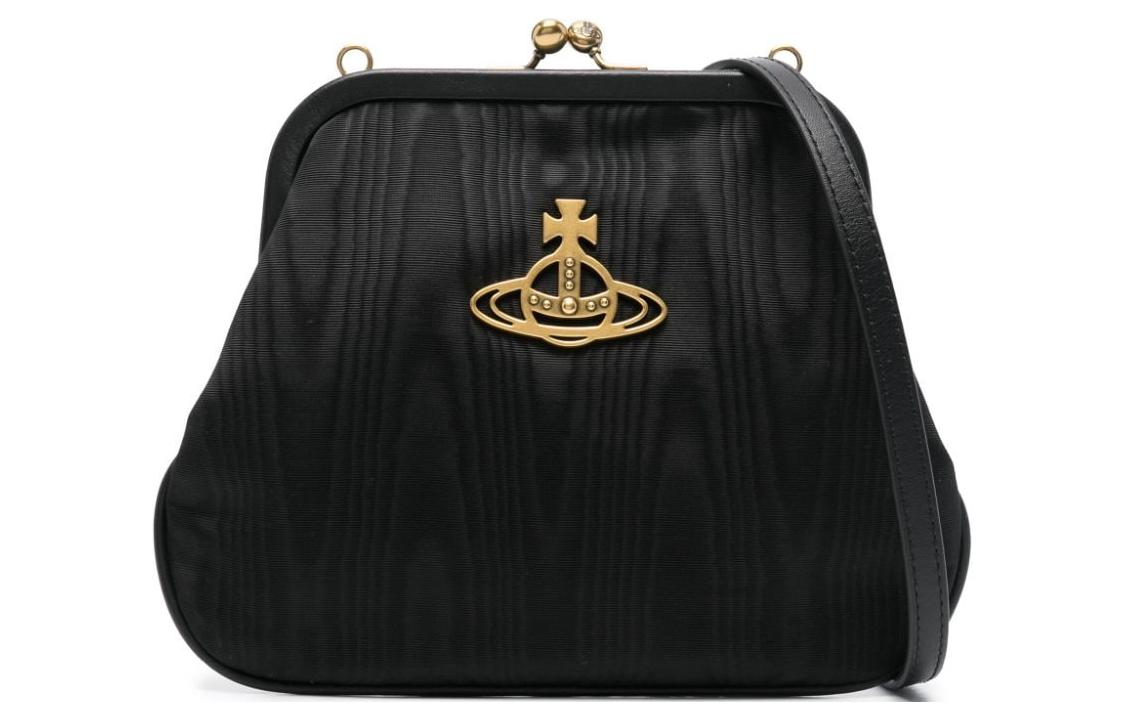 

Женская черная клатч Vivienne Westwood на одно плечо из текстильной телячьей кожи