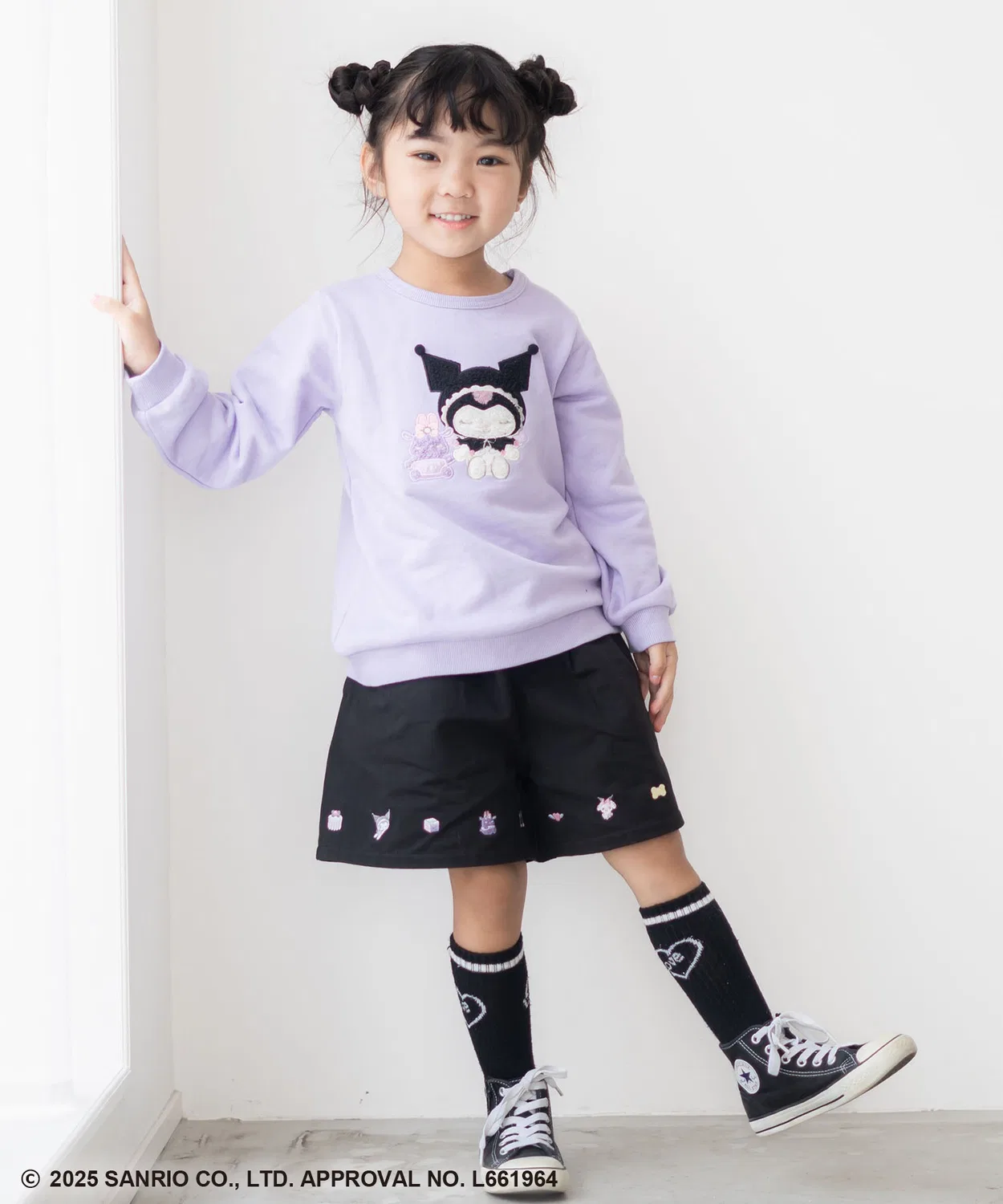 Толстовка с аппликацией и вышивкой My Melody & Kuromi, длинный рукав, фиолетовая — фото 2