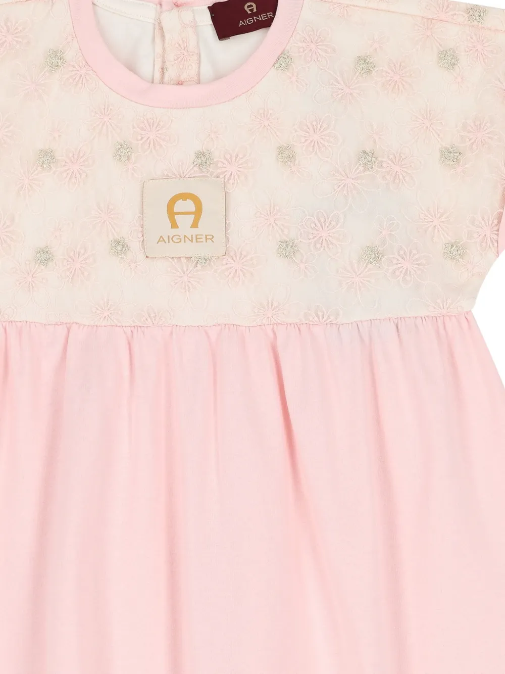 Платье с вышитым цветочным принтом Aigner Kids, розовый — фото 3