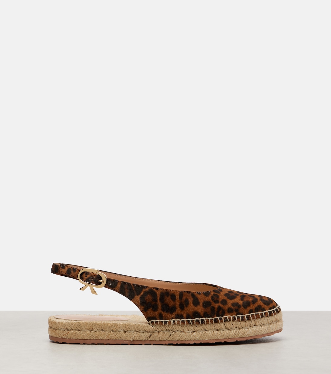 Паз замшевые сланцы на шлейках с эспадрильями Gianvito Rossi, Leopard Print+Naturale — фото 4
