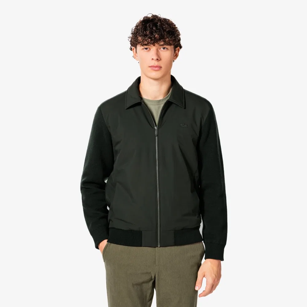 Мужской лёгкий гибридный жакет тёмно-хаки от Lacoste