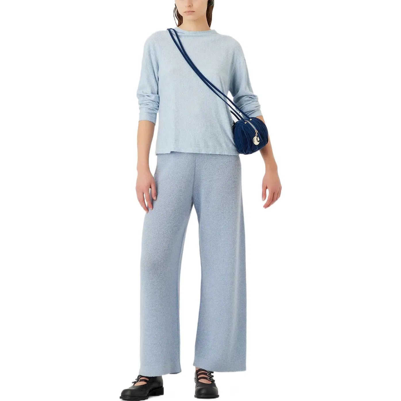 Брюки casual широкие Emporio Armani светло-голубые — фото 3