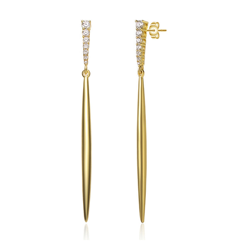 

Серьги-подвески в форме сосульки с родиевым покрытием, фианитами и бриллиантами из стерлингового серебра Genevive, золотой